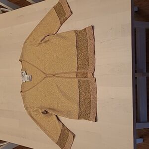 EUC VTG JOSEPH A. Qu'est-Ce Que C'est Silk? Gold Silk Blend Hook Front Cardigan